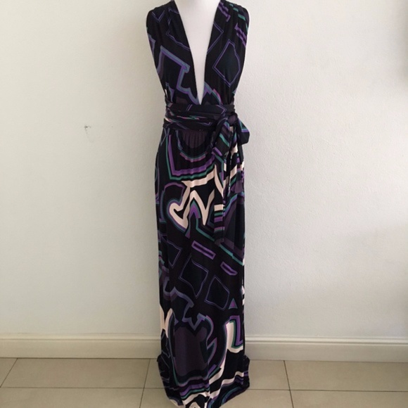 Emilio Pucci Jersey Maxi Dress Halter Wrap Size 10 - Picture 1 of 8